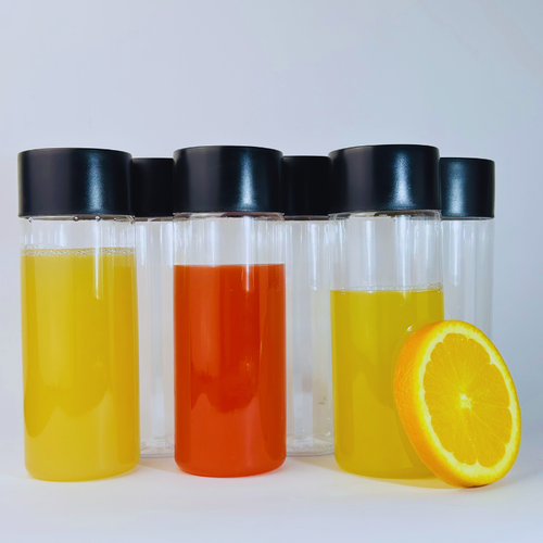 Set 6 x Sticle cilindrice 300 ml, din plastic transparente