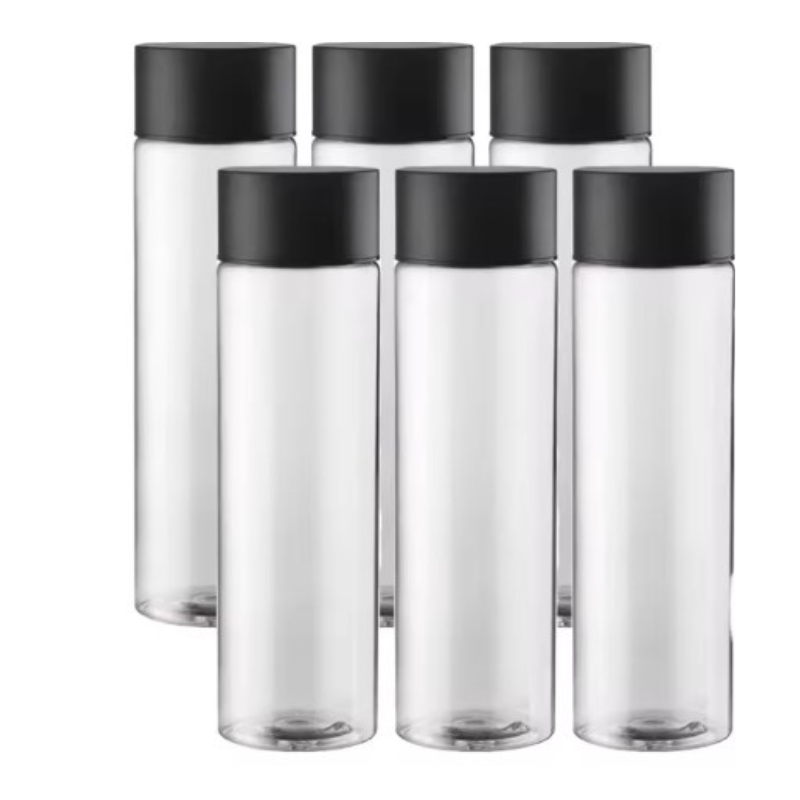 Set 6 x Sticle cilindrice 300 ml, din plastic transparente