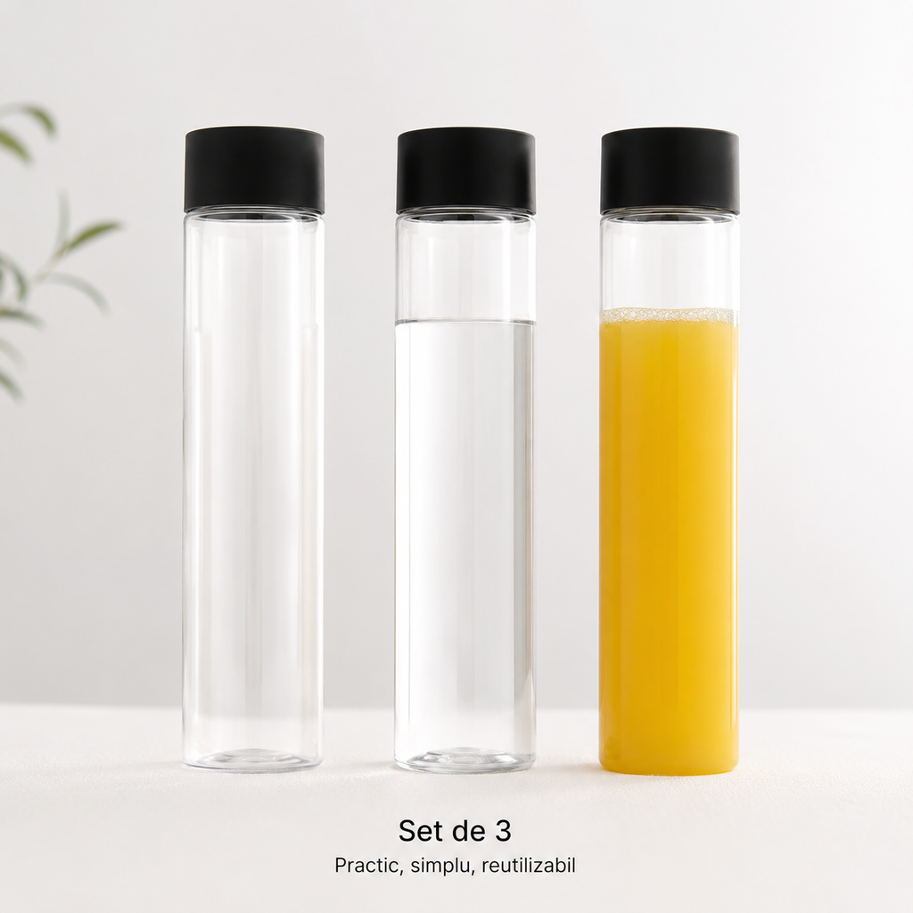 Set 3 x Sticle cilindrice 500 ml - CYLINDER, din plastic transparente