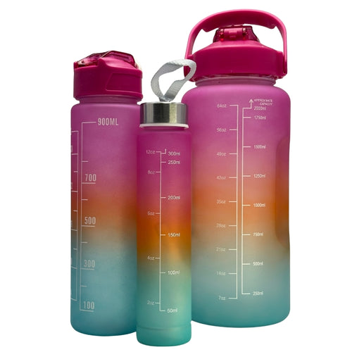 Set 3 sticle de apă Hot Pop cu capacități 2000ml 800ml 300ml potrivite pentru zi întreagă