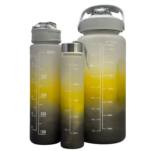 Set 3 sticle de apă Neon cu capacități 2000ml 800ml 300ml potrivite pentru zi întreagă