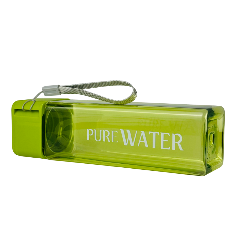 Detalii sticlă de apă 500 ml PURE Lime, plastic rezistent fără BPA, design modern și funcțional