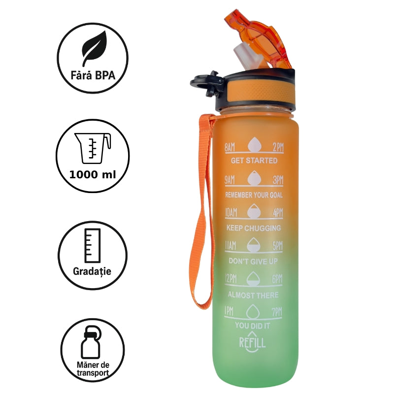 sticla apa 1000 ml cu gradatie maner fara bpa