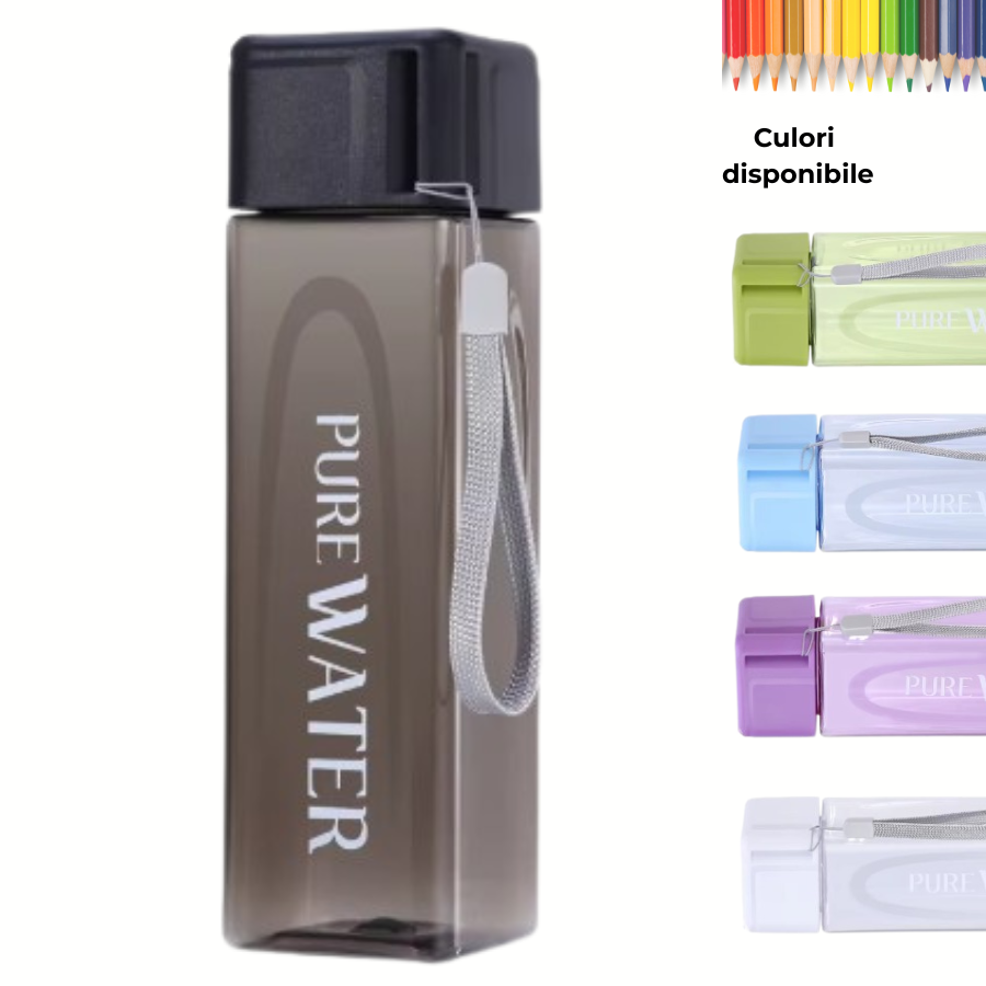 Sticlă de apă 500 ml PURE Onyx, design transparent în nuanță închisă, disponibilă în mai multe culori, ideală pentru utilizare zilnică