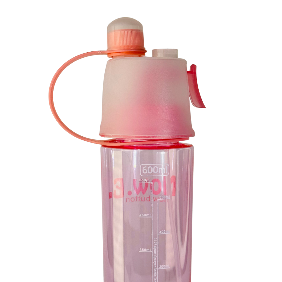 Sticlă sport 600 ml REFRESH Guava cu capac ergonomic, mâner de transport și buton pentru pulverizare