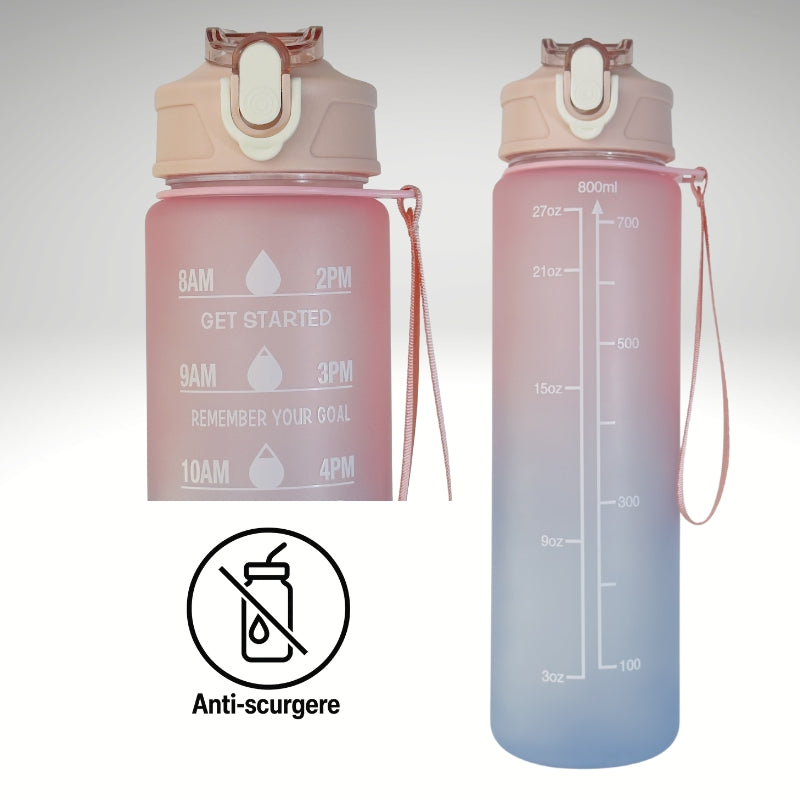 Sticlă sport 800 ml W8W Bubbles cu capac anti-scurgere, ideală pentru școală și activități zilnice