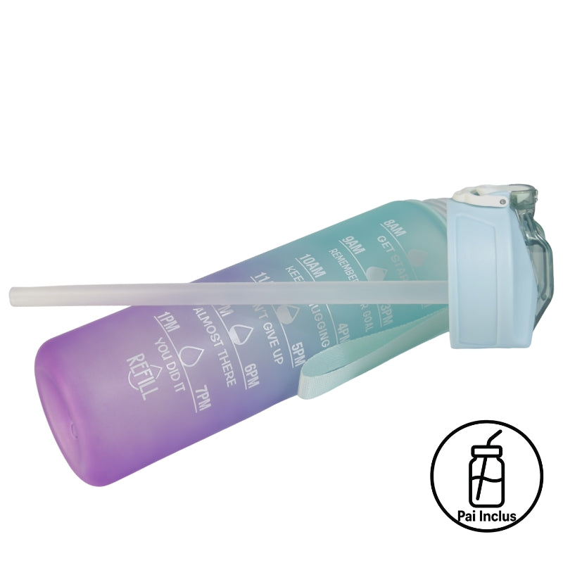 Sticlă apă copii 800 ml W8W Energy Wave cu pai inclus, detalii capac și interior