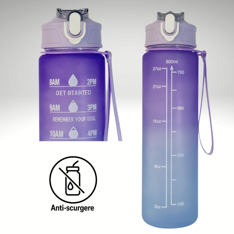 Sticlă sport 800 ml W8W Lavender cu capac anti-scurgere, ideală pentru școală și antrenamente