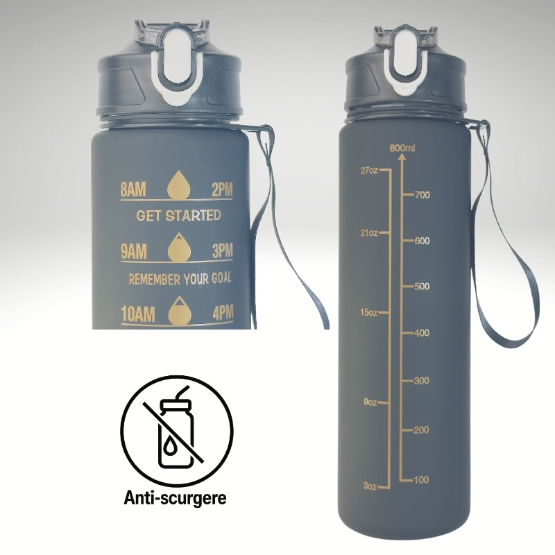 Sticlă de apă 800 ml W8W Shadow cu capac anti-scurgere, ideală pentru sport și ghiozdan
