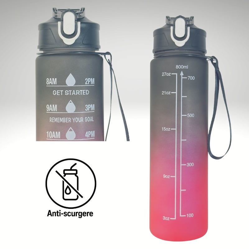 Sticlă sport 800 ml W8W Skyfire cu capac anti-scurgere, potrivită pentru școală și sală