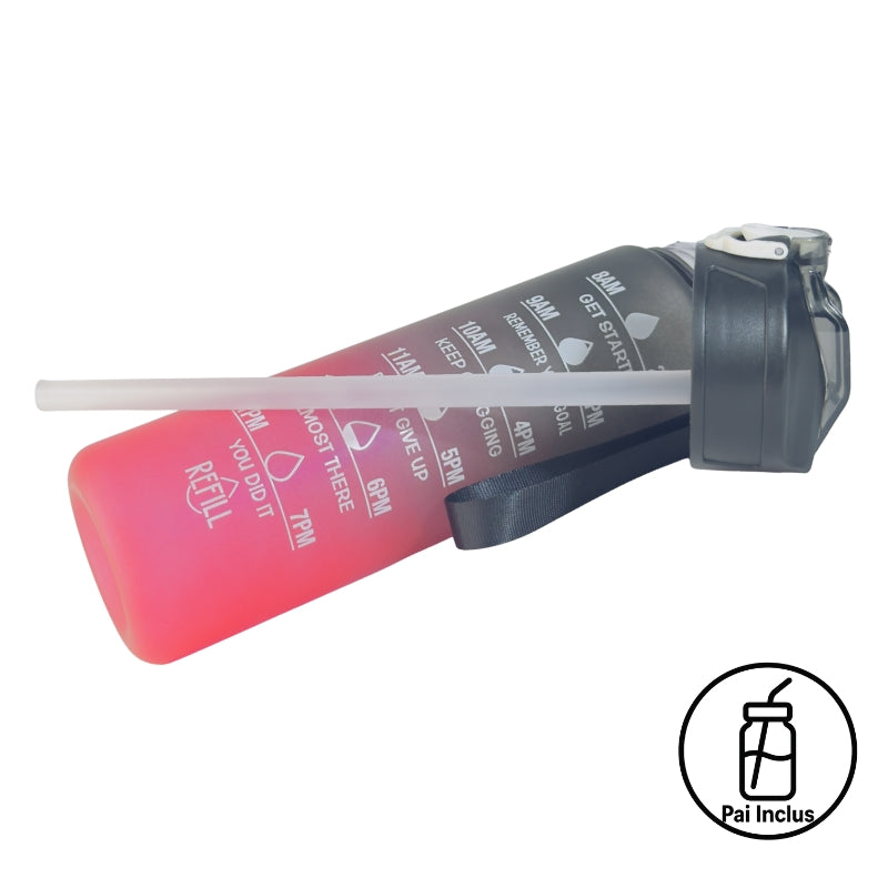 Sticlă apă copii 800 ml W8W Skyfire cu pai inclus, detalii capac și interior vizibil