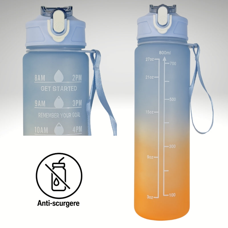 Sticlă sport 800 ml W8W Sunset Splash cu capac anti-scurgere, ideală pentru școală și activități zilnice