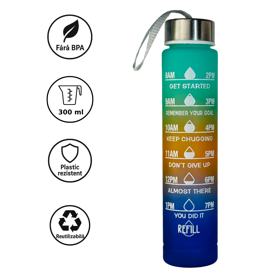 Sticlă de apă MINI 300ml Holiday fără BPA, din plastic rezistent, reutilizabilă