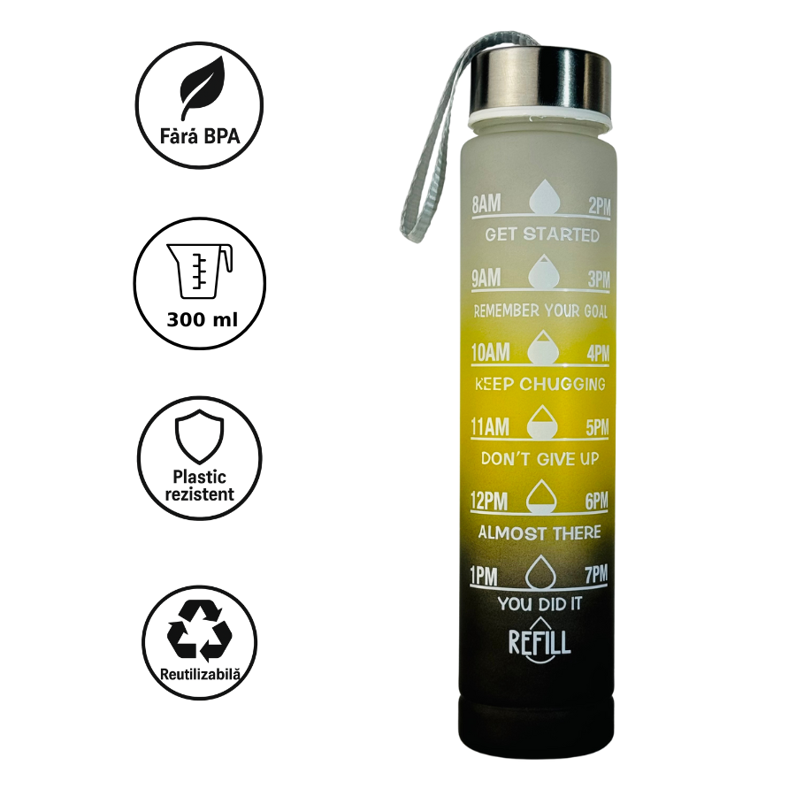 Sticlă de apă MINI 300ml Neon fără BPA, din plastic rezistent, reutilizabilă