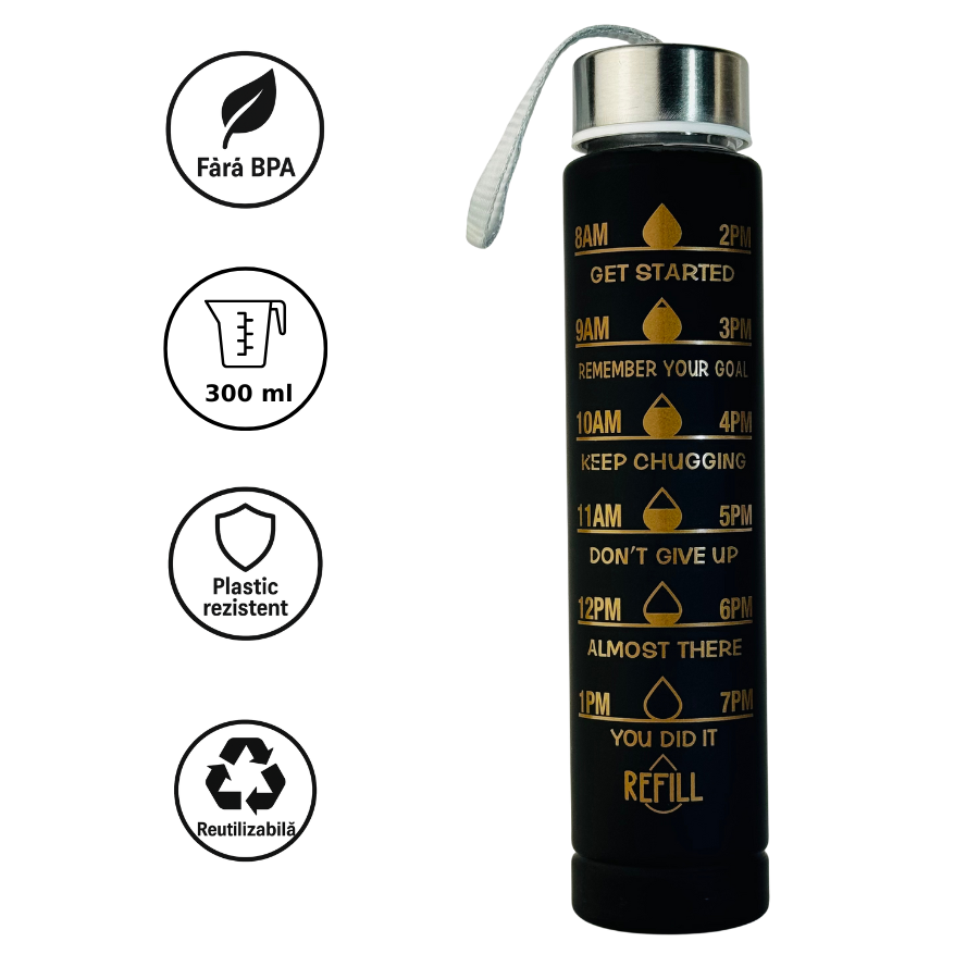 Sticlă de apă MINI 300ml Shadow fără BPA, din plastic rezistent, reutilizabilă