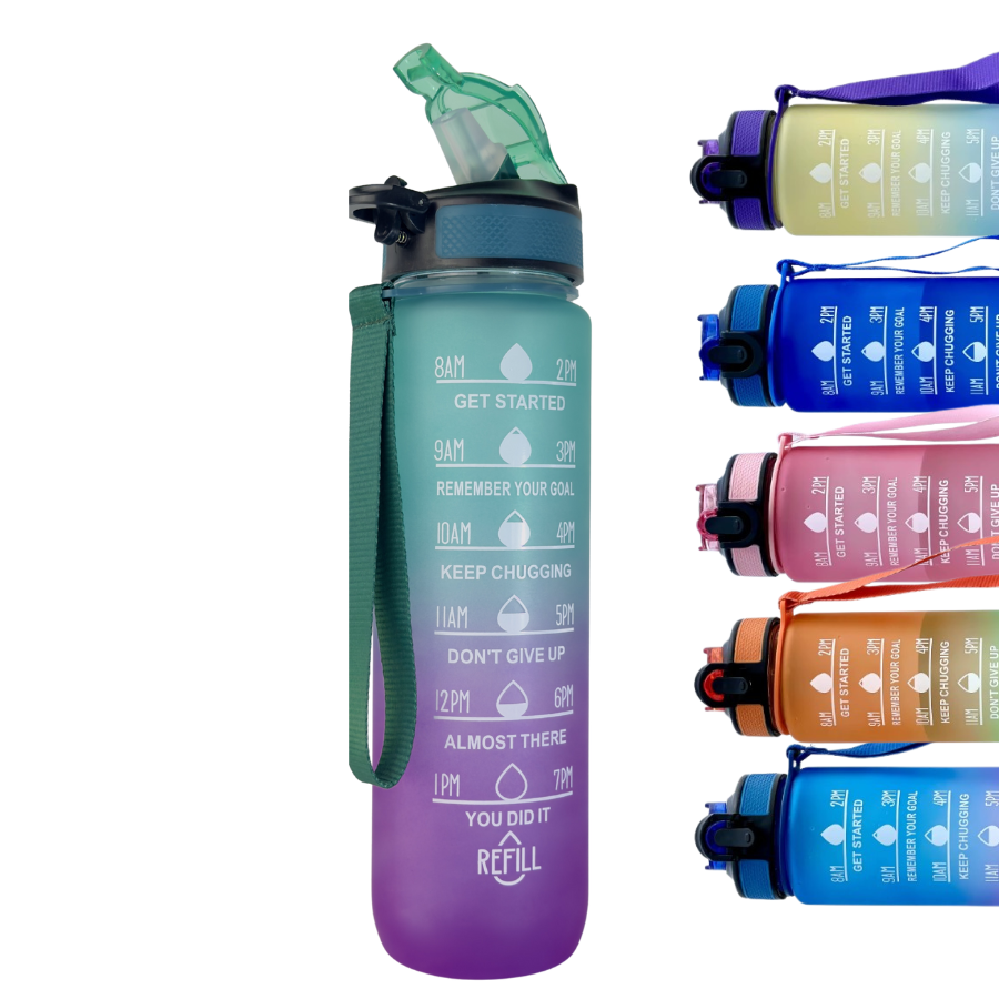 sticle apa multicolor 1l colectia summer mojito blue wave flamingo cocktail